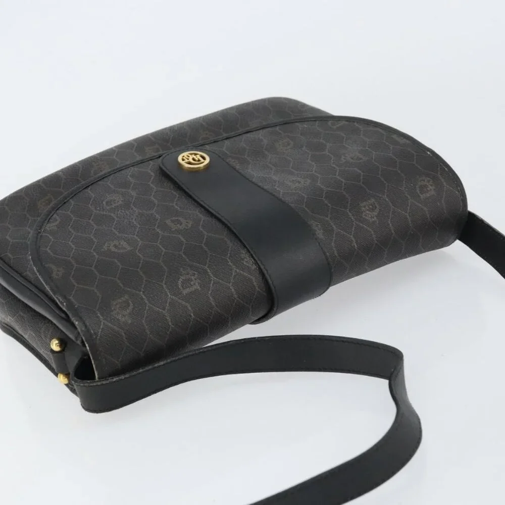 Authentic Christian Dior Honeycomb Canvas Shoulder Bag PVC Black Gold - Picture 13 of 16